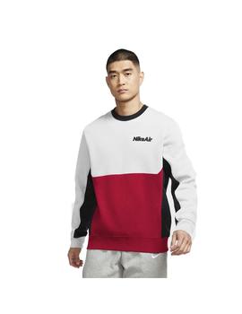 Sudadera para hombre Nike NSW Air Crew Fleece blanca y roja